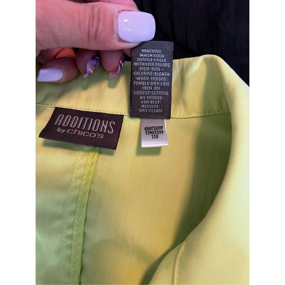 Additions by Chicos Womens Size 1 M US 8 Green Long Sleeves Button-Up Jacket - Picture 6 of 11